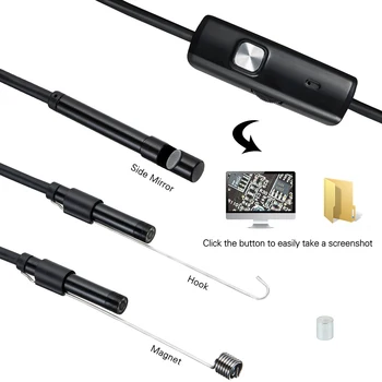 HD USB Endoskopą Kamera 5.5 mm su 6 LED 1/2/5M Kabelis atsparus Vandeniui Tikrinimo Borescope Android PC