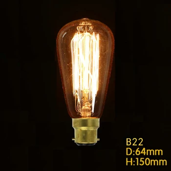 40W ST64 B22 Volframo 220-240V antikvariniai edison lemputė/vintage 