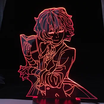 BUNGO BENAMIŲ ŠUNŲ DAZAI KNYGOS 3D Led Anime Lempos pagrindiniai kištukiniai naktinių lempų lizdai Iliuzija Spalva Keičiasi Stalo Lempa, Miegamojo Apdaila