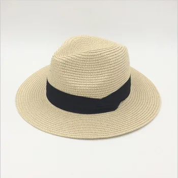 BINGYUANHAOXUAN Prekės 2017 Naujas Vasaros Skrybėlės Moterims Juodojo Kaspino Panama Šiaudų Skrybėlę Mados Panele, Panele, Skrybėlės Beach Sun Skrybėlę