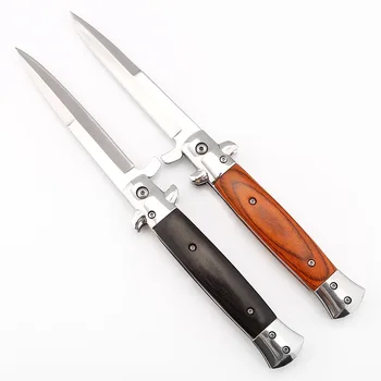 Classic folding peilis italijos mafijos sulankstomas peilis 440C ašmenys medienos rankena kišenėje lauko pėsčiųjų, kempingas išgyvenimo taktinis peilis