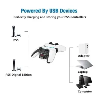 Įkrovimo Dokas PS5 Wireless Gamepad LED Dviguba Rankena, Įkroviklis Tipas-C PS5 Belaidis Valdiklis Apmokestinimo Bazę Žaidimas Priedai