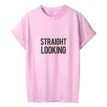 ONSEME Tiesiai Ieškote Raidžių Spausdinti marškinėliai moterims marškinėlius Vasaros Harajuku Streetwear O-kaklo trumpomis Rankovėmis Moteriška t-shirt Q-478