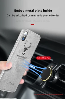 Audinio Tekstūra Elnias 3D Minkštos TPU Magnetinio Automobilių Case For Samsung Galaxy S8 S9 įmontuotas Magnetas Plokštė Atveju S10 S8 S9 Plus E Pastaba 8 9 Note9 Padengti Silikono Couque Fundas Etui Carcasa Custodia Shell
