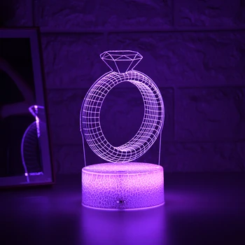 Naujausias Kid Šviesos Naktį 3D LED Nakties Šviesos Kūrybos Lentelė, Naktiniai staleliai, Lempa Romantiška Deimanto Žiedas šviesos Vaikai Gril Namų Dekoravimo, Dovanų