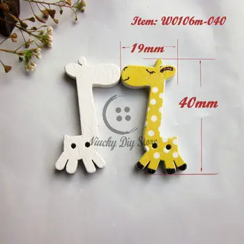 Animacinių filmų sagos 144pcs Atsitiktinai sumaišyti žirafa medienos mygtukus gyvūnų serijos mygtuką amatų dekoratyvinis scrapbooking priedai