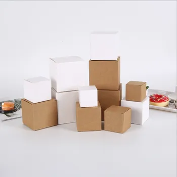 50pcs 8 dydžių Mažas kubas pakavimo popierius dovanų dėžutė balto rankų darbo muilo pakavimo dėžutė pigūs vestuvių naudai, popieriaus dėžutėje