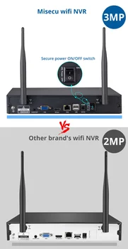 MISECU 8CH H. 265 3MP Belaidžio NVR Diktofonas Wifi CCTV Kameros Sistema P2P ONVIF IP Kamera, HDMI Tinklas, 3MP Vaizdo įrašymo NVR