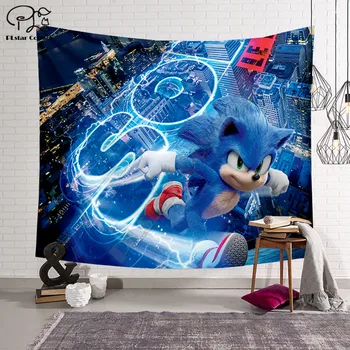 Sonic the Hedgehog simbolių modelio Juokingas animacinių filmų Antklodė Gobelenas 3D Atspausdintas Tapestrying Stačiakampio formos Namų Dekoro Sienos Kabo