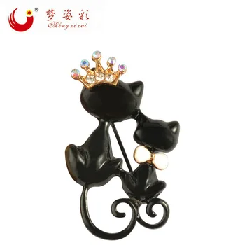 MZC Crystal Black Cat Sages Moterims Emalio Gyvūnų Sagė Pin bižuterijos Specialūs Reikmenys Mielas Kailis Maišelį Sagė Dovanų