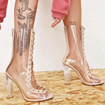 ARQA 2019 m. Vasarą aukštakulnį mados moterų bateliai ponios sexy permatomos batai ponios moterys, Lietaus batai
