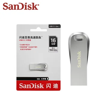 USB 3.1 Sandisk CZ74 USB Flash Drive 16GB 32GB Didelis Greitis 150mb/s 128 GB Metalinis Tušinukas Ratai 64GB Mini U Disko, USB Atmintinės