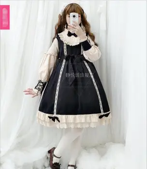 Derliaus Teismas OP Gotikos Suknelė Kawaii Nėrinių ilgomis Rankovėmis Princesė Lolita Dress Cos Loli Lolita Princess Dress