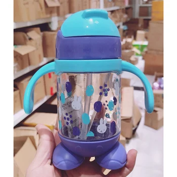 260 ML Vaikų Animacinių filmų Robotas Gėrimo Butelis Su Rankena Darželio Vaikai Šiaudų Geriamojo Taurės BPA Free Drinkware