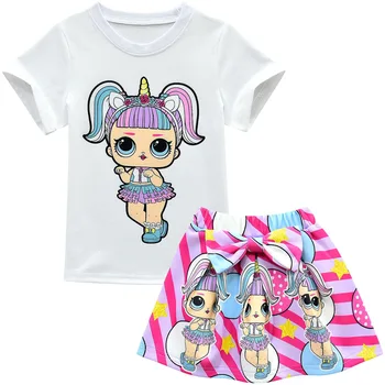 Lol lėlės staigmena originalaus modelio žaislai mergina T-shirt+Sijonas Nustatyti Lol lėlės Suknelė Mergaitėms Suknelė Drabužius vaikas, Lėlė Princesė Mergaitės Suknelė