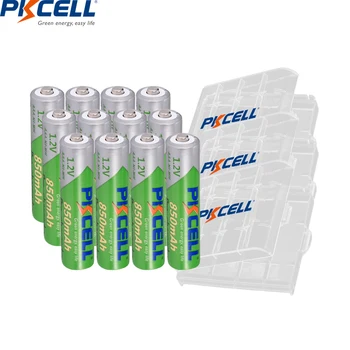 12Pcs PKCELL AAA Baterijos 850mAh 1.2 V NI-MH 3A Įkrovimo Žemas savęs išleidimo precharge pilas baterijos aaa baterijos dėžutė