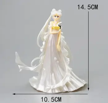 1pc Mielas 15 cm Sailor Moon Suknelė Karalienė Usagi Tsukino Veiksmų Skaičius, PVC Vestuvių Suknelė Kolekcijos Modelį, Žaislai, Kalėdų Mergina Dovana