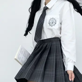 2020 m. Pavasarį, Rudenį Preppy Stilius Laisvas Japonijos Uniformas Jk Marškinėliai Mokyklos Mergaitėms ilgomis Rankovėmis Išsiuvinėti Marškiniai ir Palaidinukės