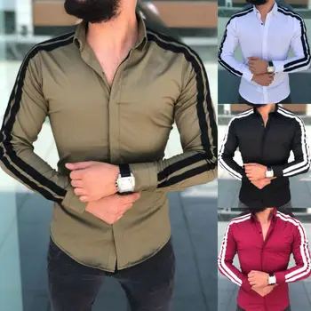 Korėjos Stiliaus Modis Vyrų Marškinėliai ilgomis Rankovėmis Mygtuką Verslą Dirbti Smart Oficialų Suknelė, Viršuje Atsitiktinis Vyrų Slim Fit vyriški Drabužiai