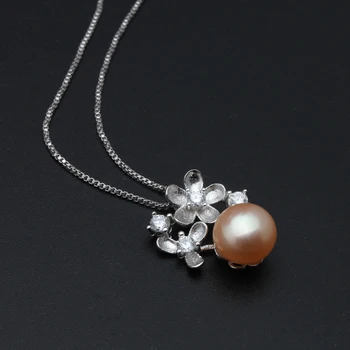 Mados natūralių gėlavandenių perlų karoliai pakabukas 925 sterlingas sidabro moterų papuošalai vestuvių dovana