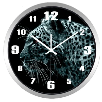Kietas Leopard Juodas Sieninis Laikrodis Vyrams Kambario, Biuro, Studijos Kambarys Tylus Laikrodis