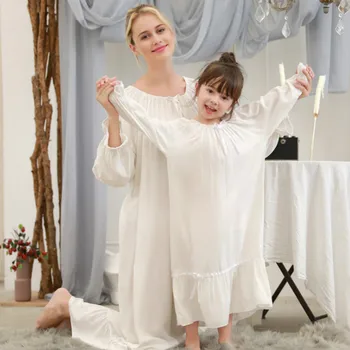 Naujas Moterų Prarasti Šeimos Drabužių Mama Dukra Pižamą Negabaritinių Vidurio Blauzdos Chalatas Naktį Suknelė Mergina Atitikimo Komplektus Sleepwear