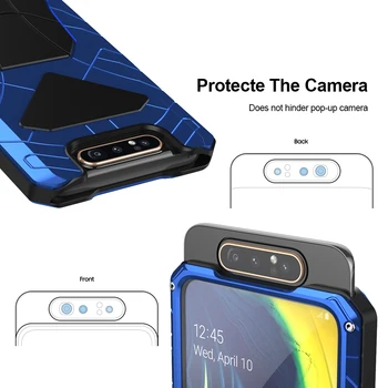 Samsung Galaxy A80 Telefono Dėklas Sunku Aliuminio Metalo Atveju Grūdintas Stiklas Screen Protector Dangtelis Didelėms Apkrovoms, Apsauginis Dangtis