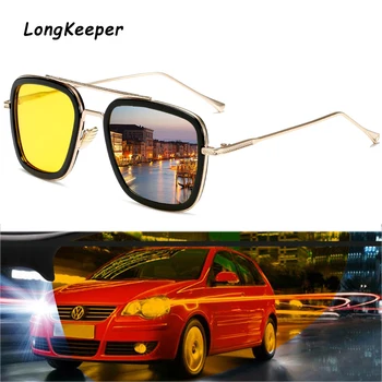 LongKeeper Klasikinis Naktinio Matymo Saulės Glassses Vyrų Tony Stark Geležinis Žmogus Metalo Akiniai Moterų Vairavimo Pilotas Aikštėje UV400 Akiniai nuo saulės