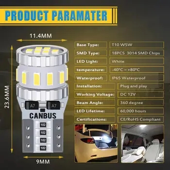 2x Klaidų W5W LED T10 Canbus Šalinimas Šviesos Interjero Led Žibintai Lemputės Automobiliams 