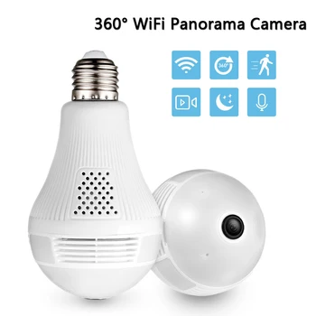Stebėjimo Kameros su Wi-fi IP Kamera 360 Laipsnių LED Šviesos Saugumo WiFi Lemputė Kamera Dviem Būdais Garso Patalpų ir Lauko
